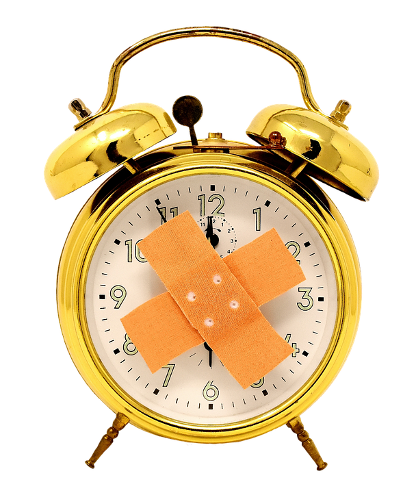 Golden Alarm Clock Bandaged PNG