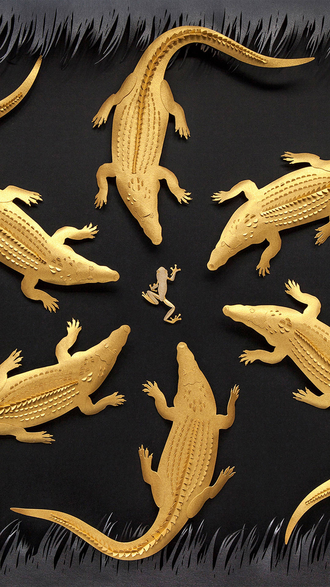 Golden Alligator Phone Wallpaper