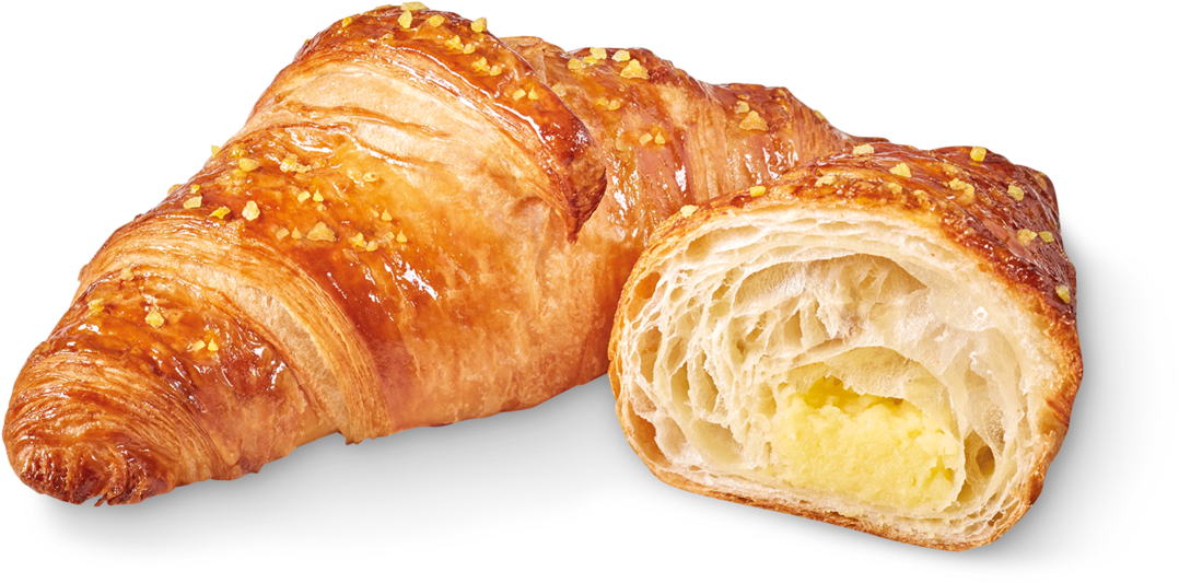 Golden Almond Croissant Half Cut PNG