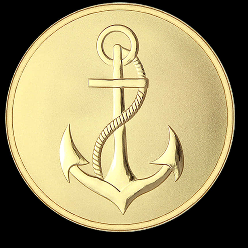 Golden Anchor Coin PNG