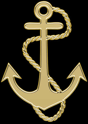 Golden Anchorwith Rope Design PNG
