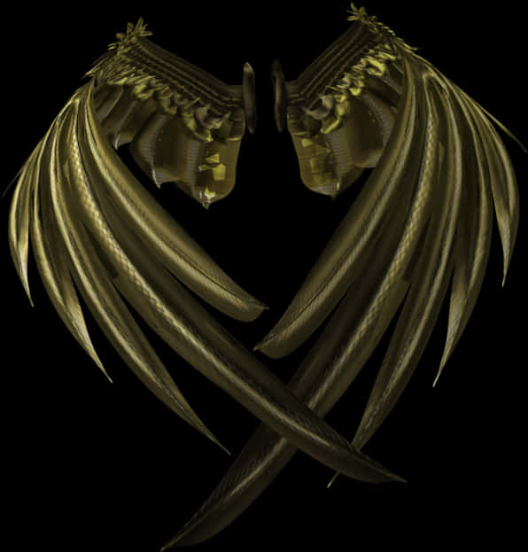 Golden Angel Wings Artwork PNG