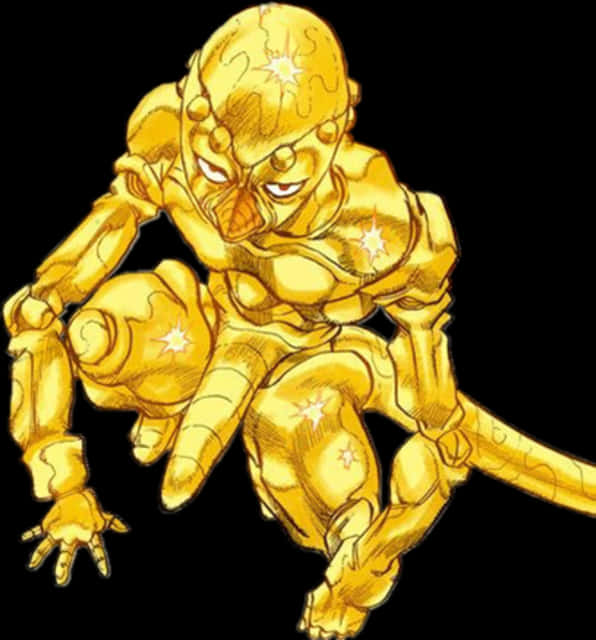 Golden_ Anime_ Superhero_ Crouching PNG