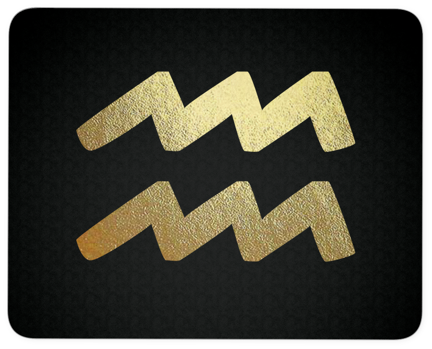 Golden Aquarius Symbolon Black Background PNG