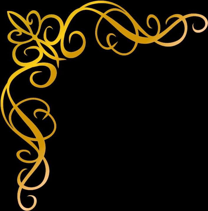 Golden Arabesque Corner Design PNG