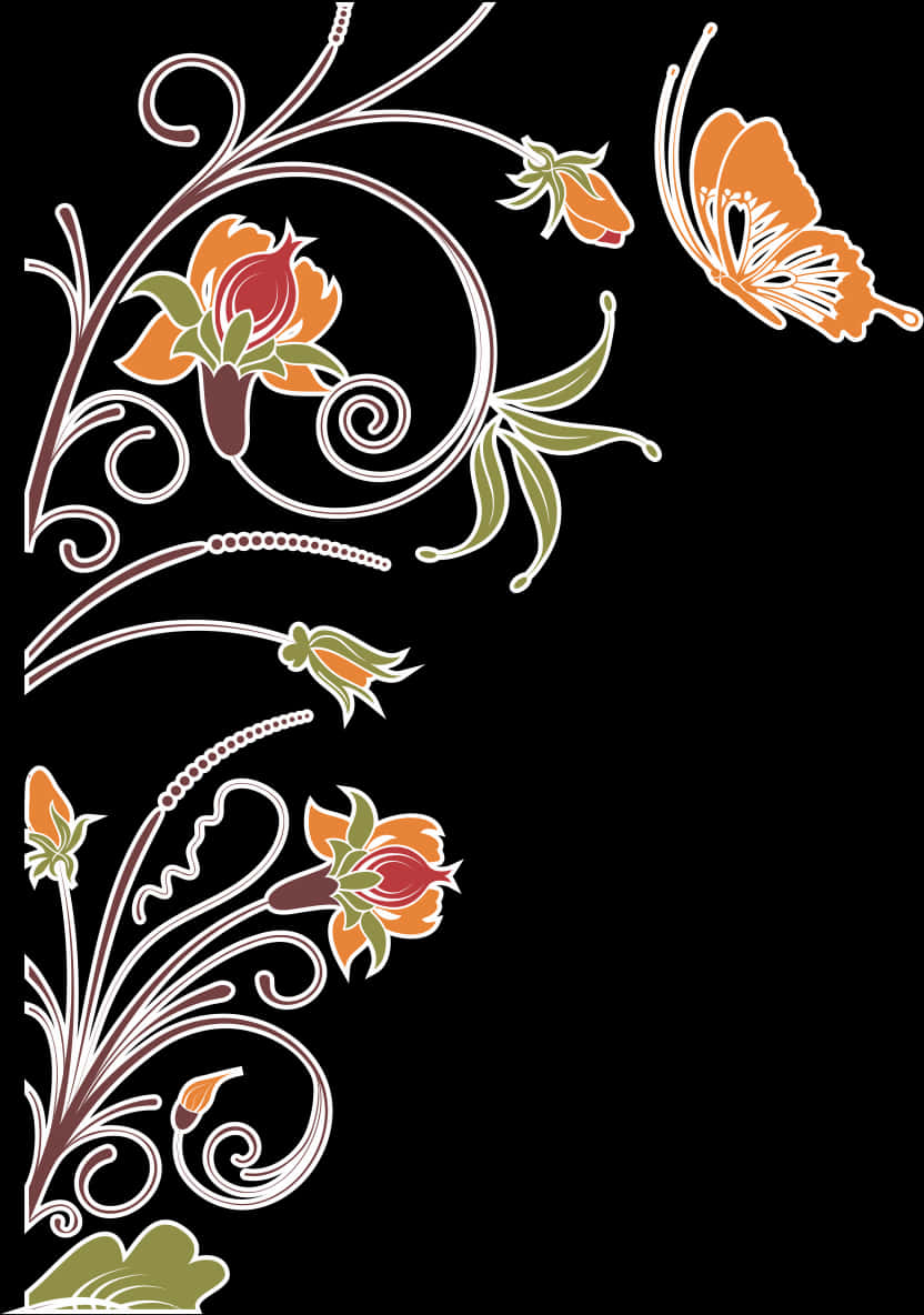 Golden Arabesque Floral Design PNG