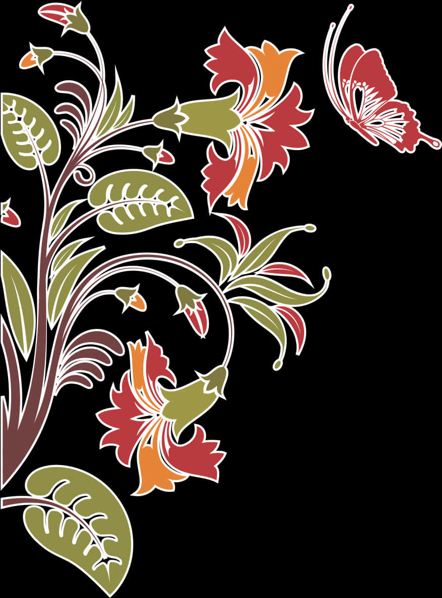 Golden Arabesque Floral Design PNG