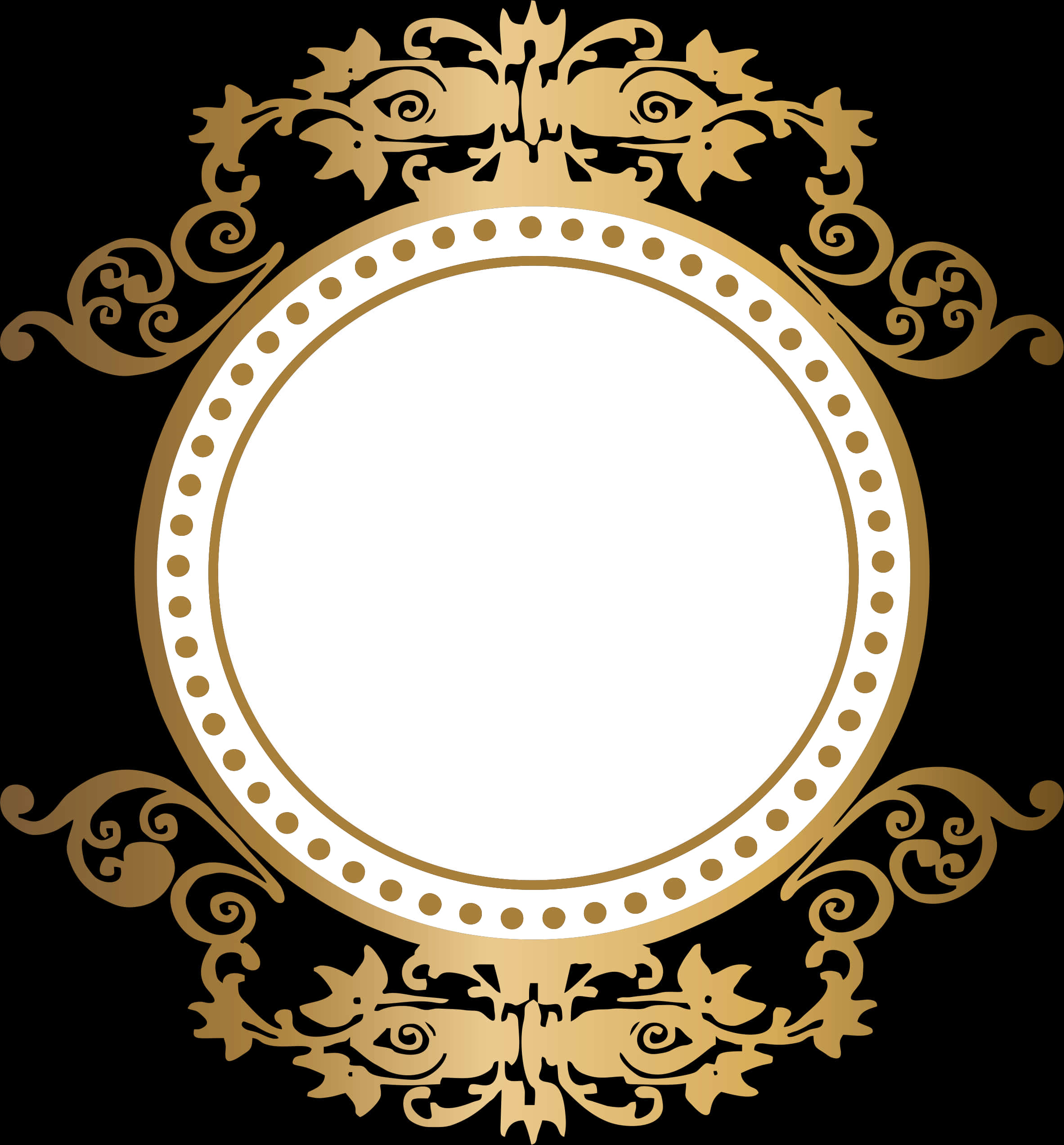 Golden Arabesque Frame Design PNG