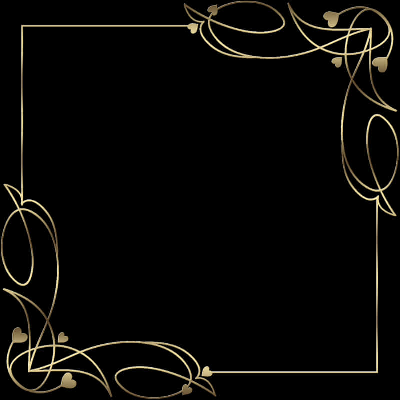 Golden Arabesque Frame Design PNG