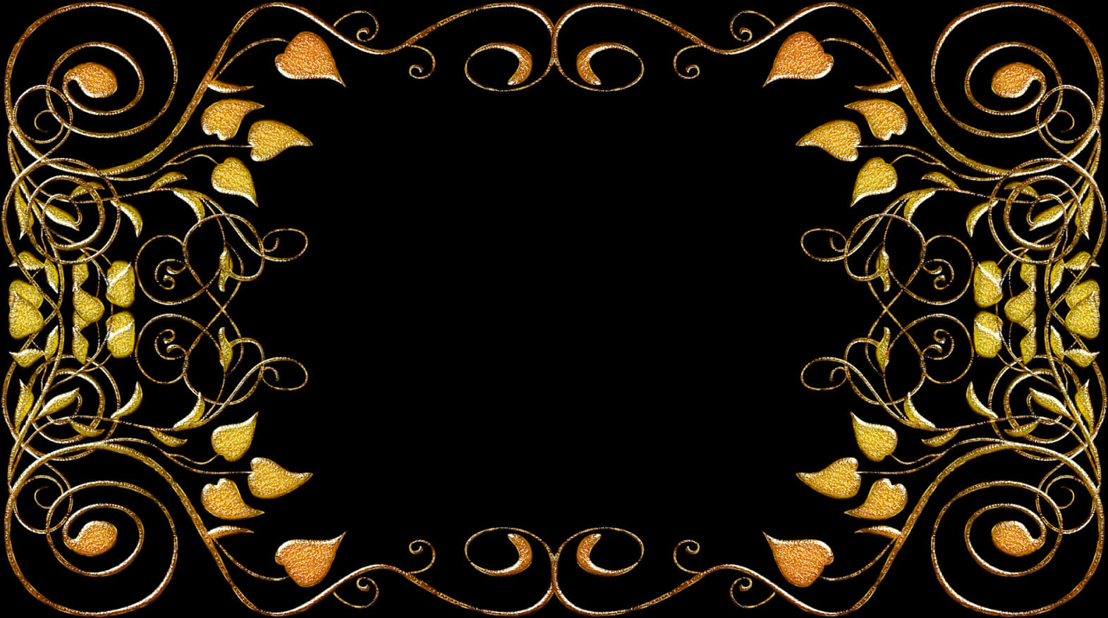Golden Arabesque Frame Design PNG