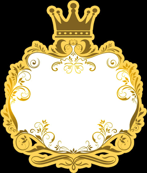 Golden Arabesque Framewith Crown PNG