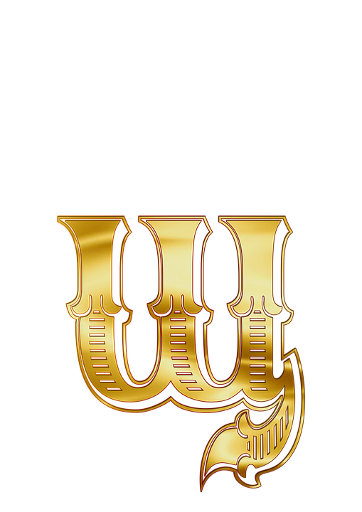 Golden Arabic Calligraphy_ W A W PNG