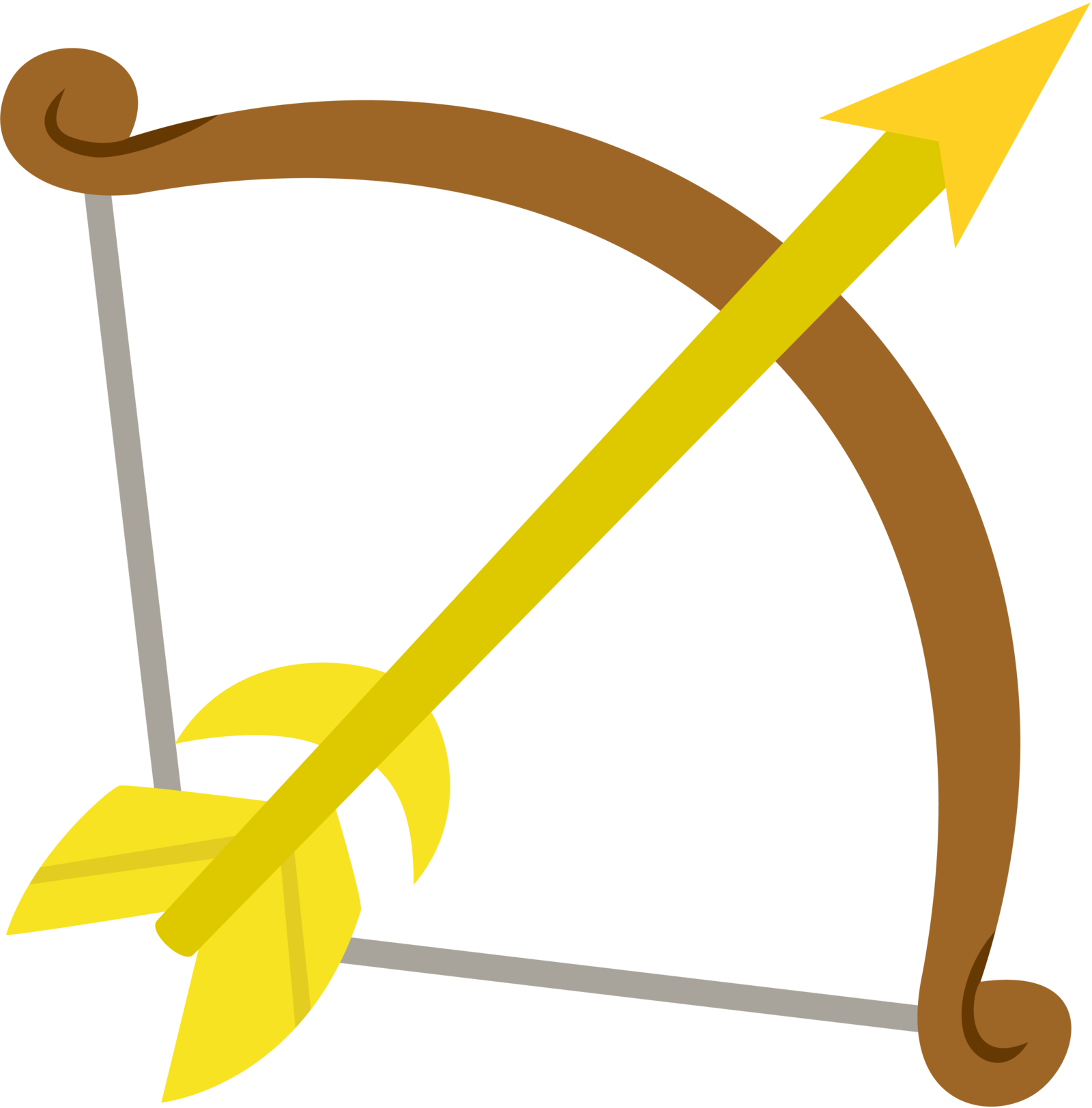 Golden Arrowand Bow Illustration PNG