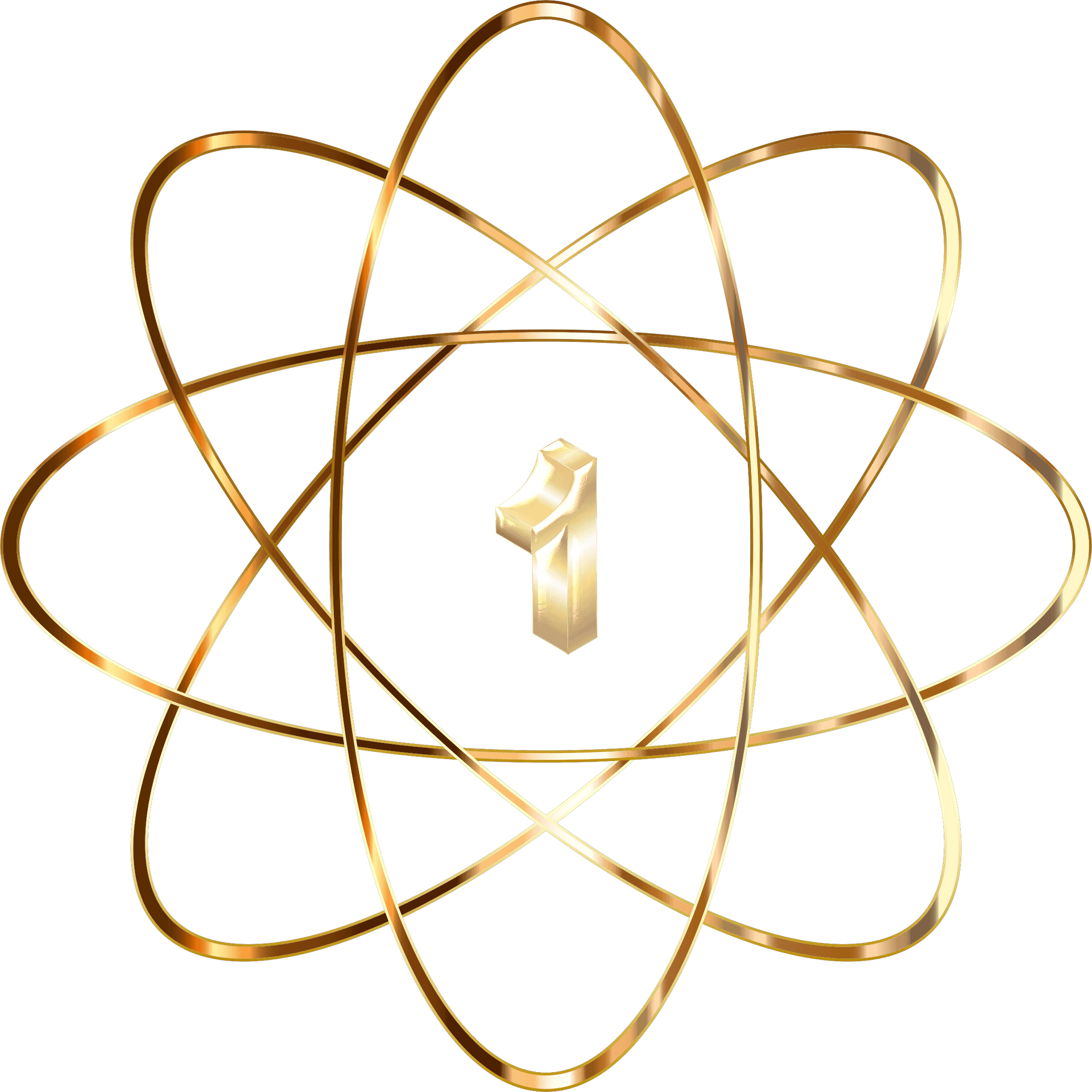 Golden Atomic Structure Number One PNG