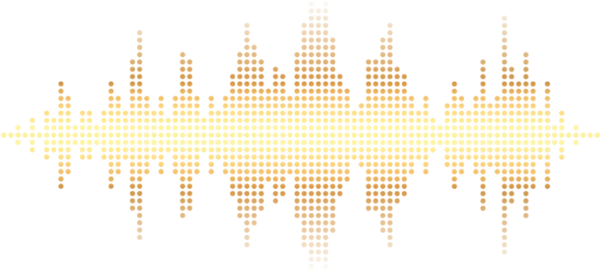 Golden Audio Spectrum Visualization PNG