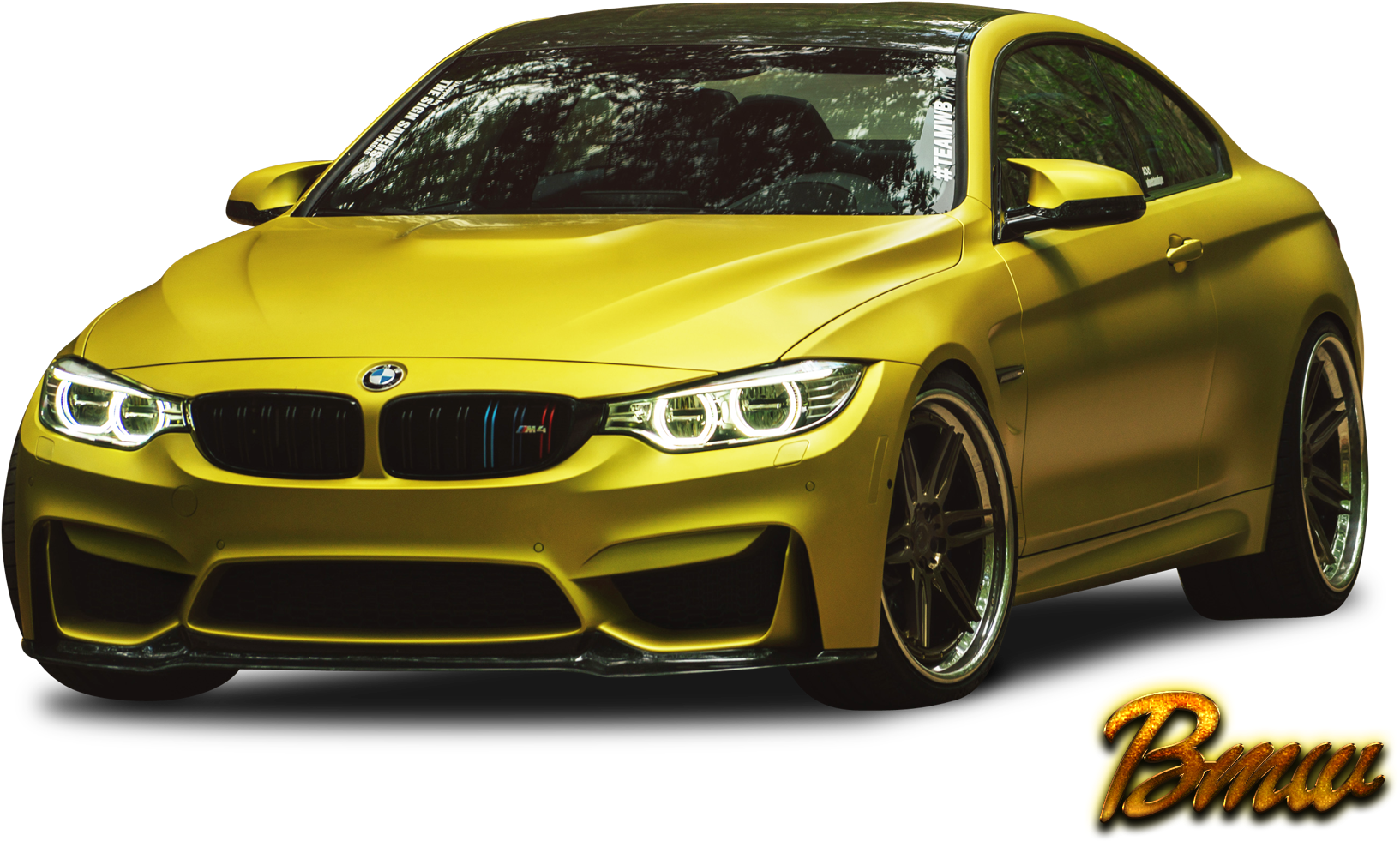 Golden B M W M4 Coupe Side View PNG