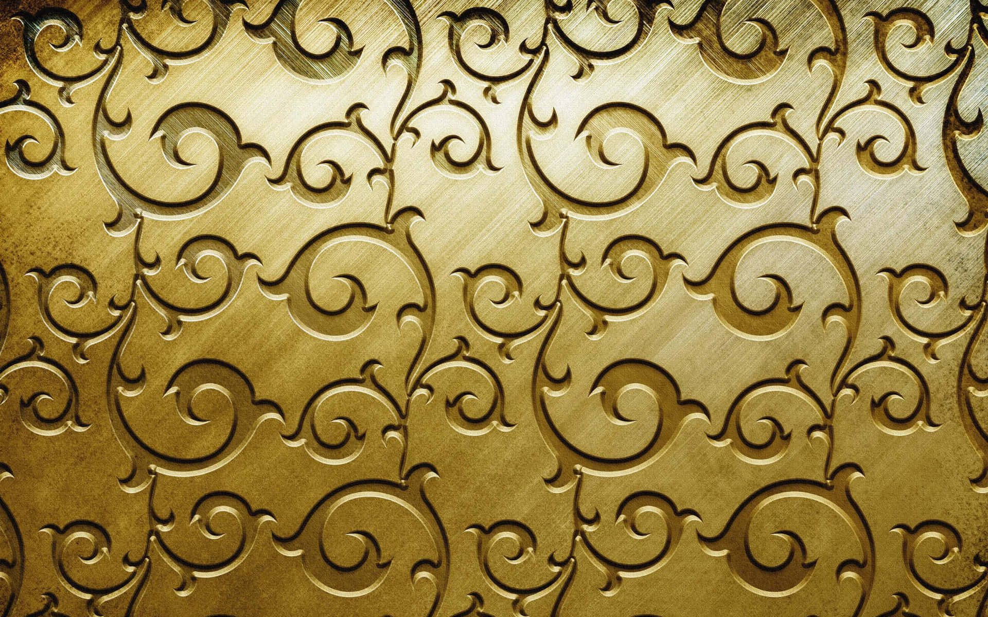 Golden Metal Ornament With Vine Patterns Background