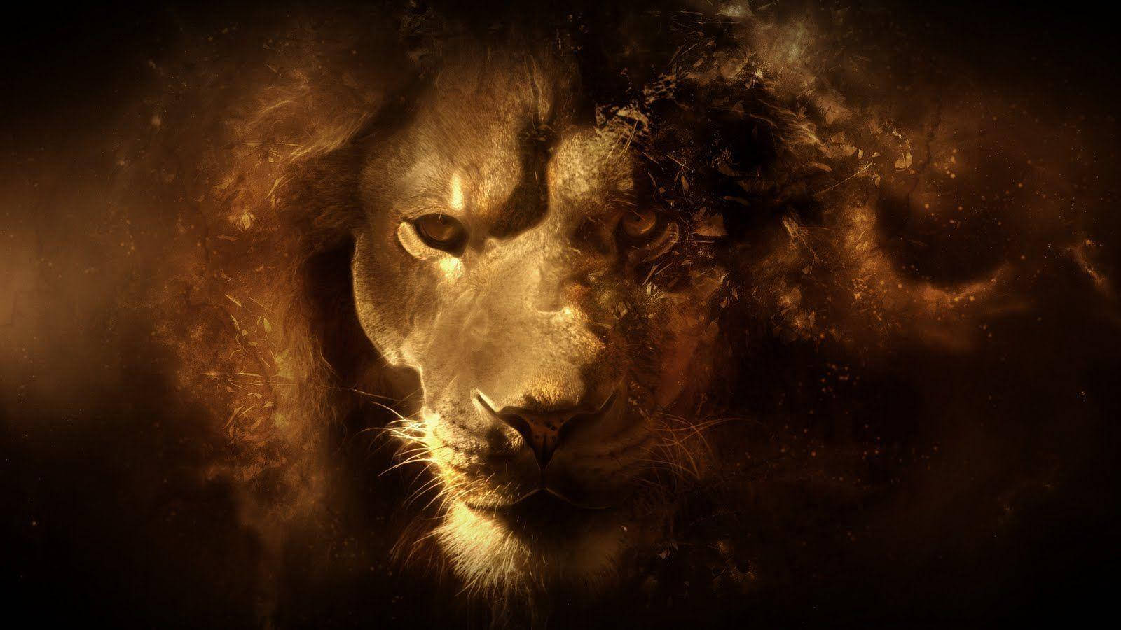 Golden Background For 3d Lion Screensaver Picture