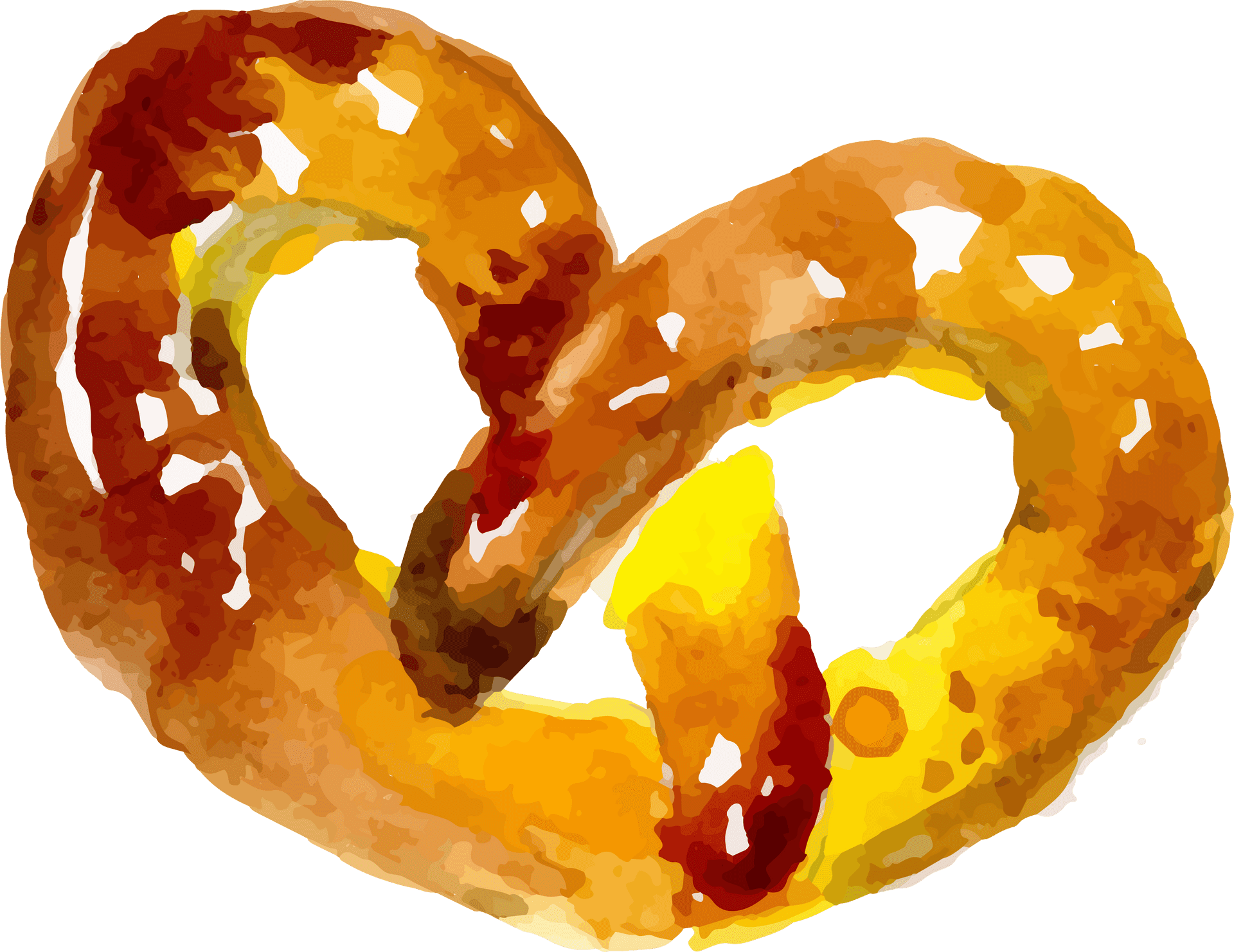 Golden Baked Pretzel Illustration PNG