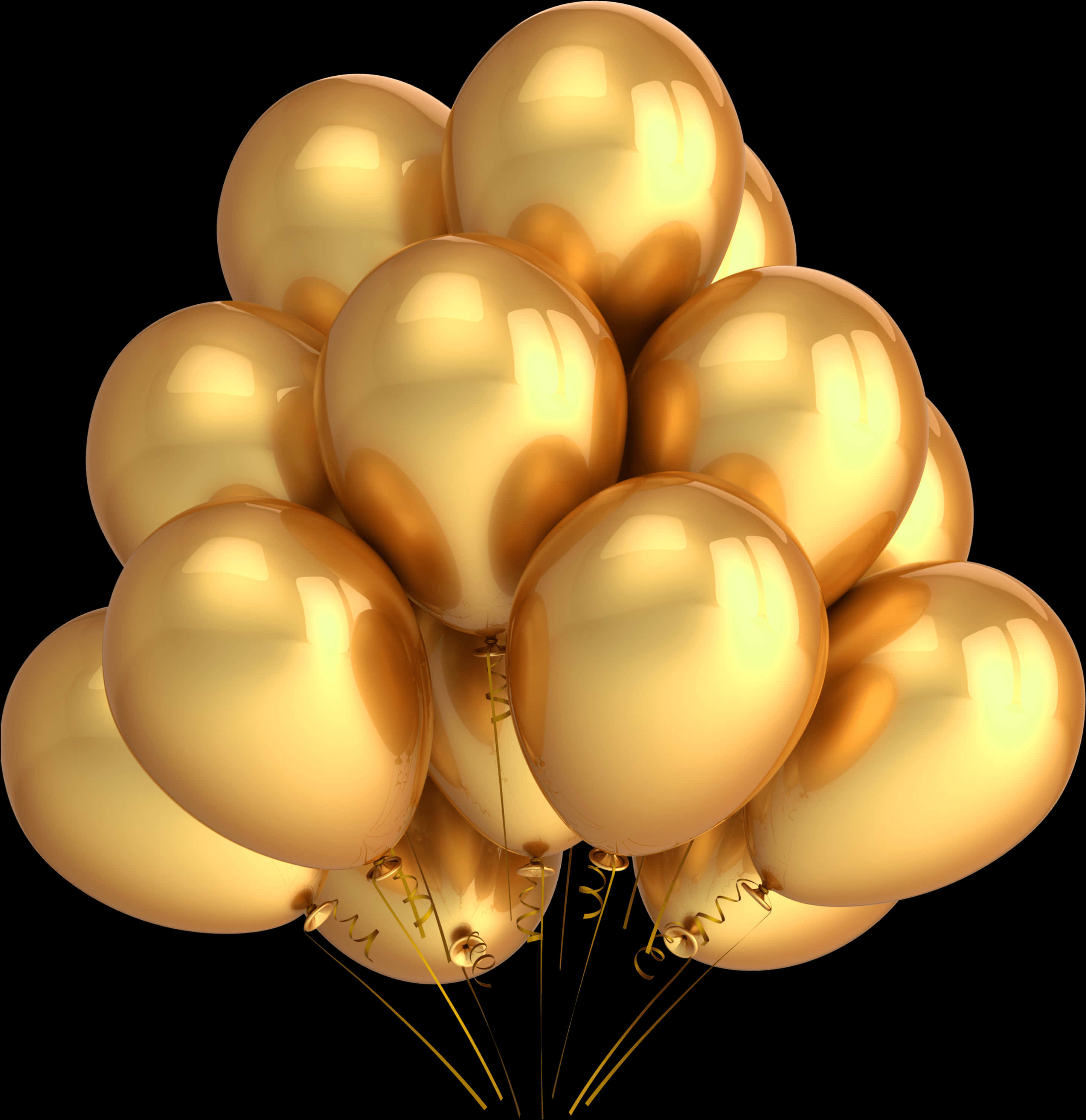 Golden Balloons Celebration Bunch PNG