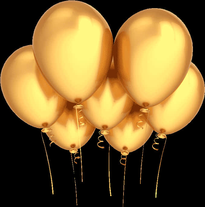 Golden Balloons Celebration PNG