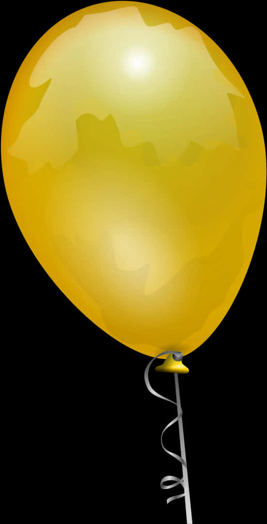 Golden Balloonwith Ribbon PNG