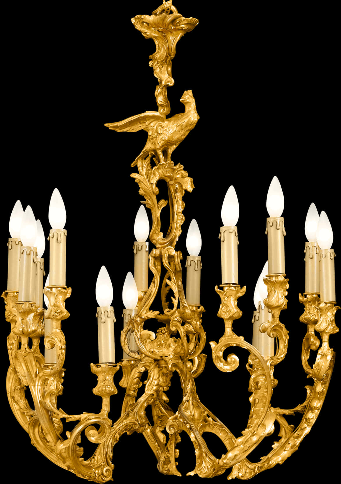 Golden Baroque Chandelier PNG