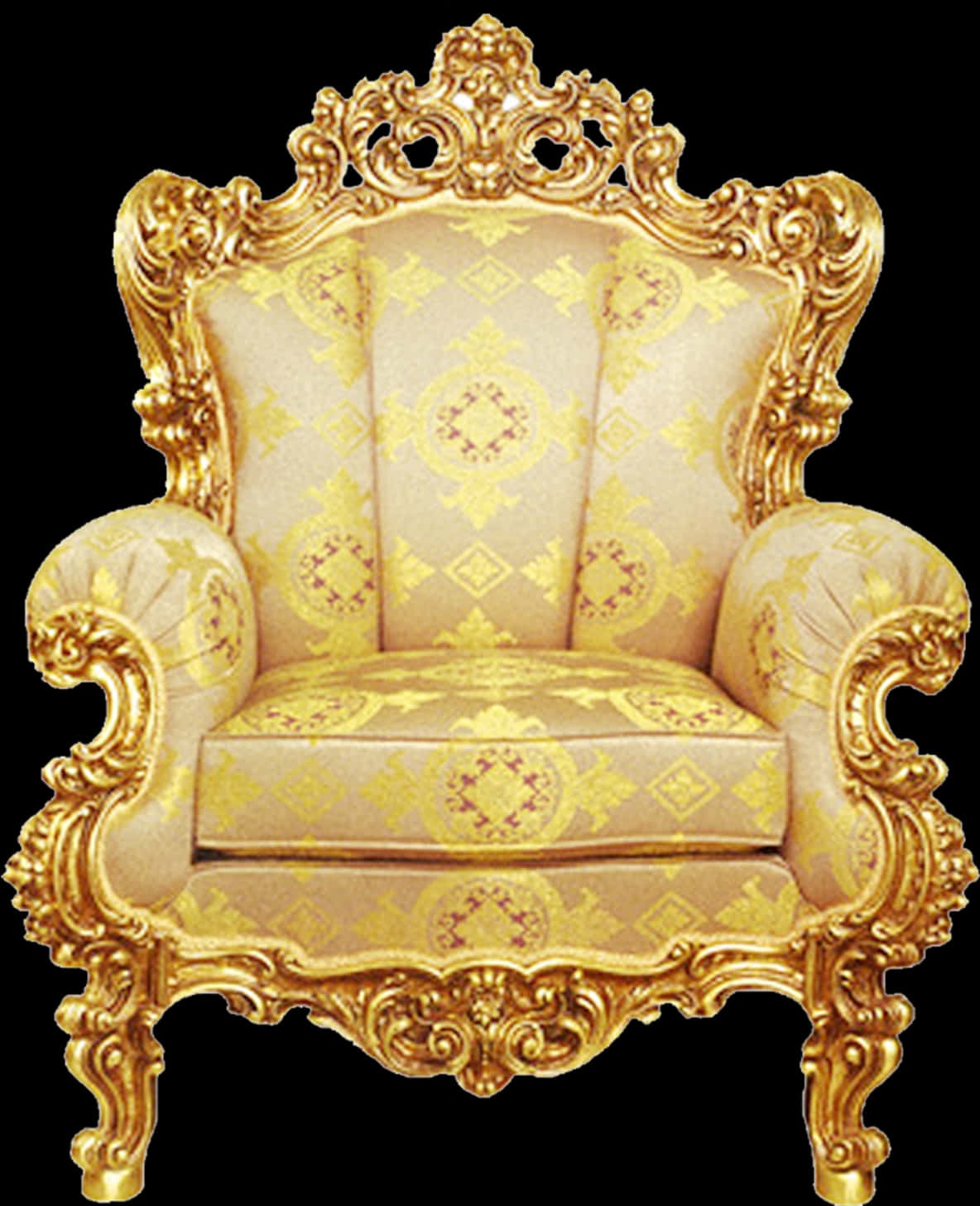 Golden Baroque Style Chair PNG
