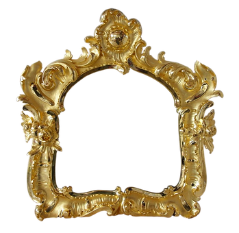 Golden Baroque Style Frame PNG