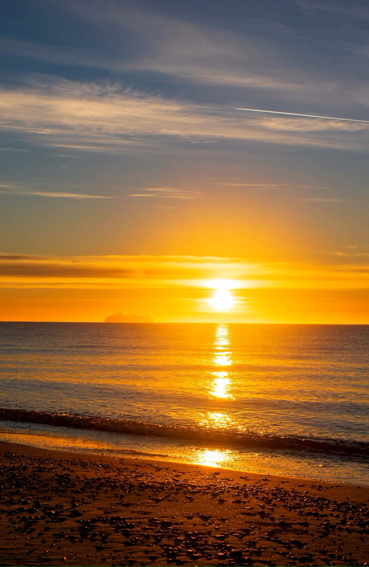 Golden Beach Sunset Reflection Wallpaper
