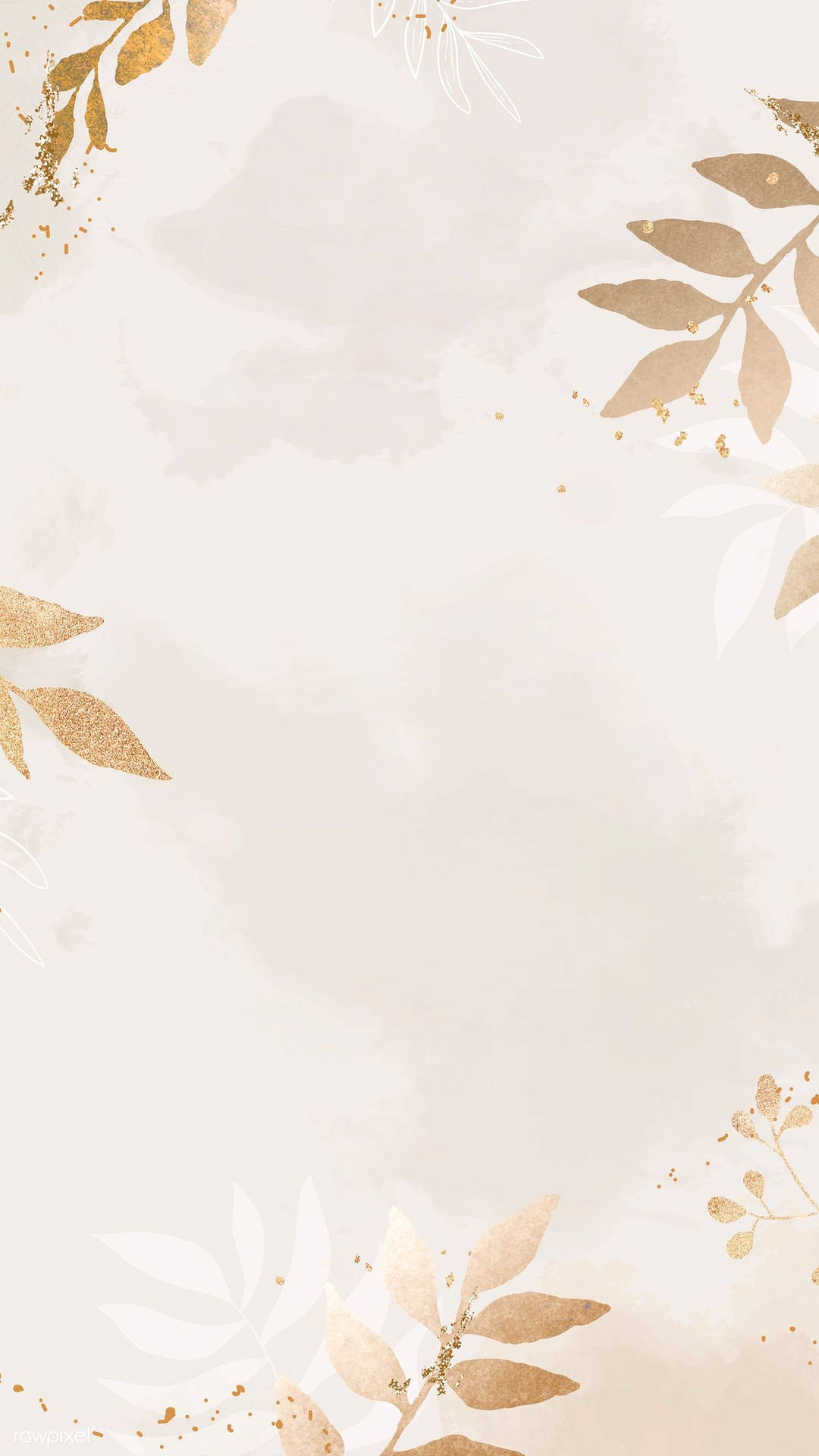 Golden Beige Background Leaves Wallpaper