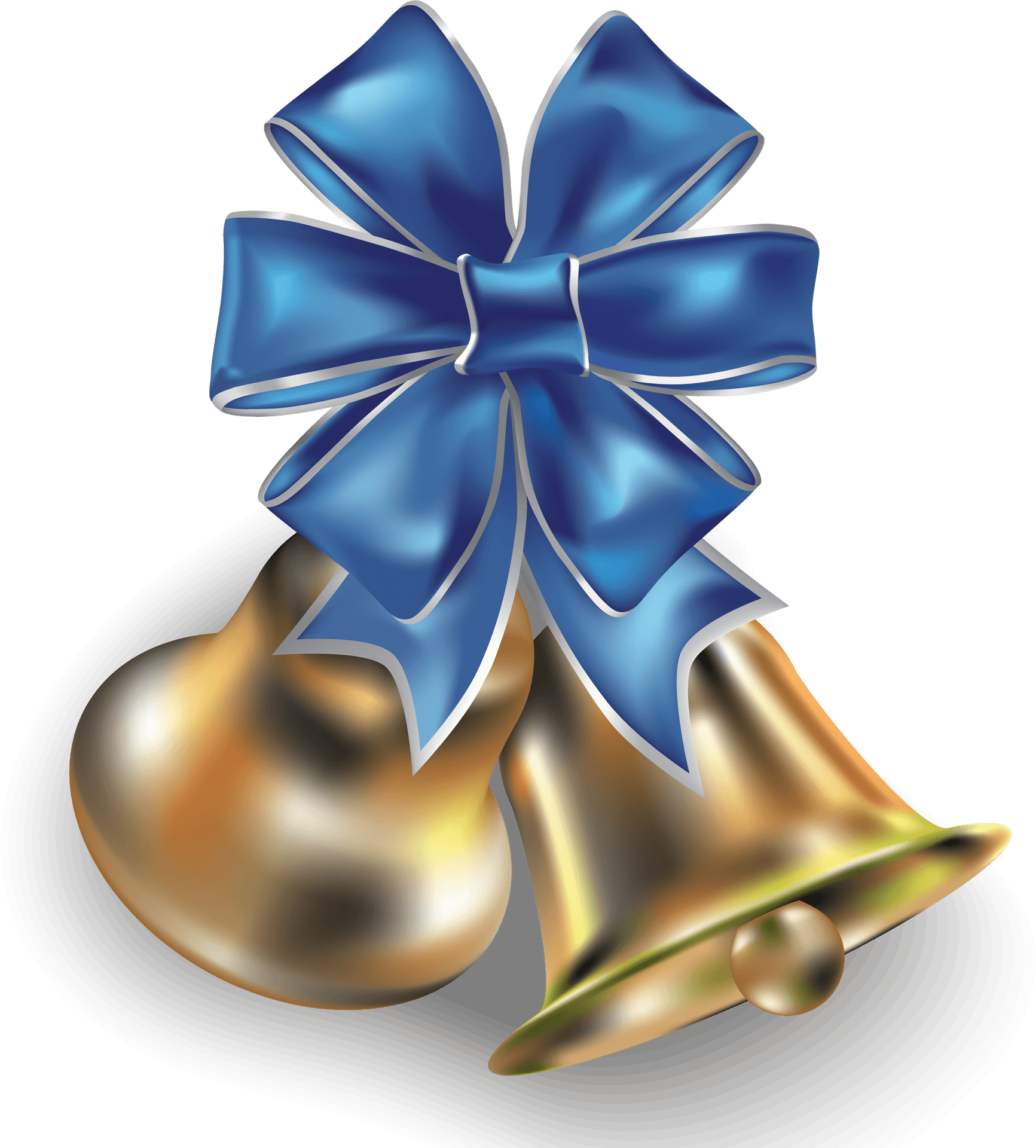 Golden Bellswith Blue Ribbon PNG