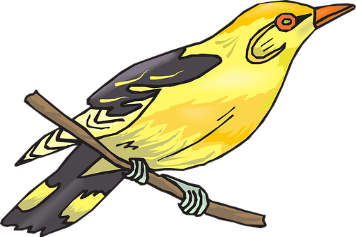 Golden Bird Illustration PNG