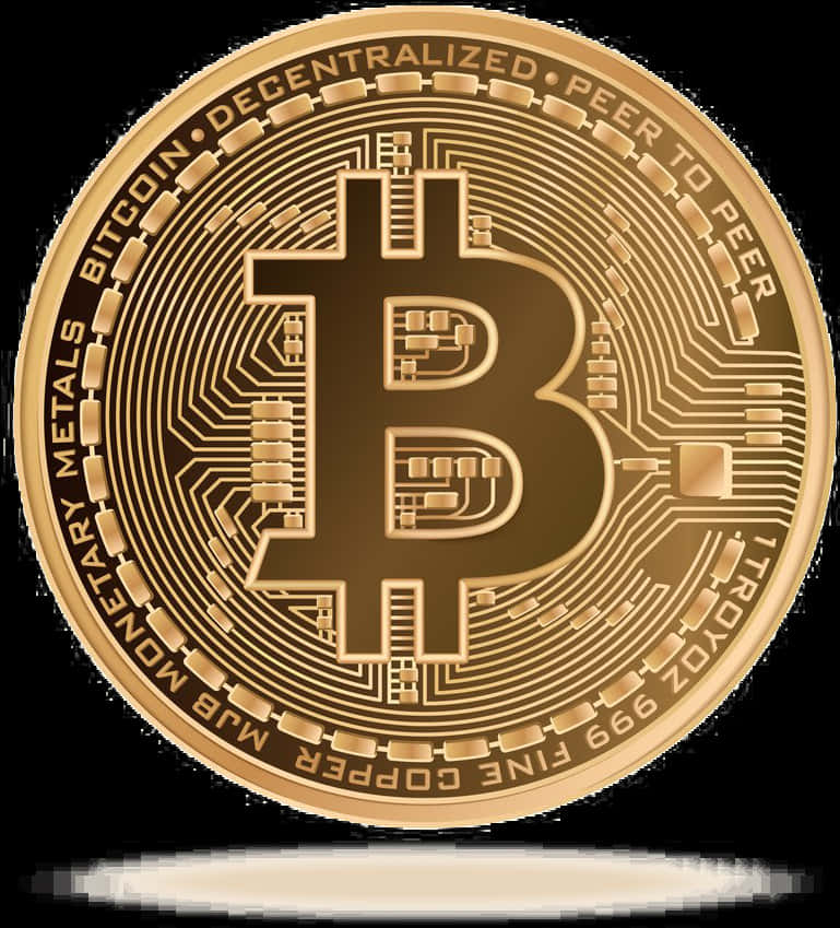 Golden Bitcoin Coin PNG