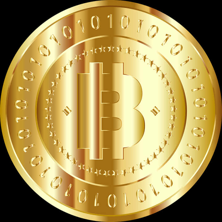 Golden Bitcoin Representation PNG