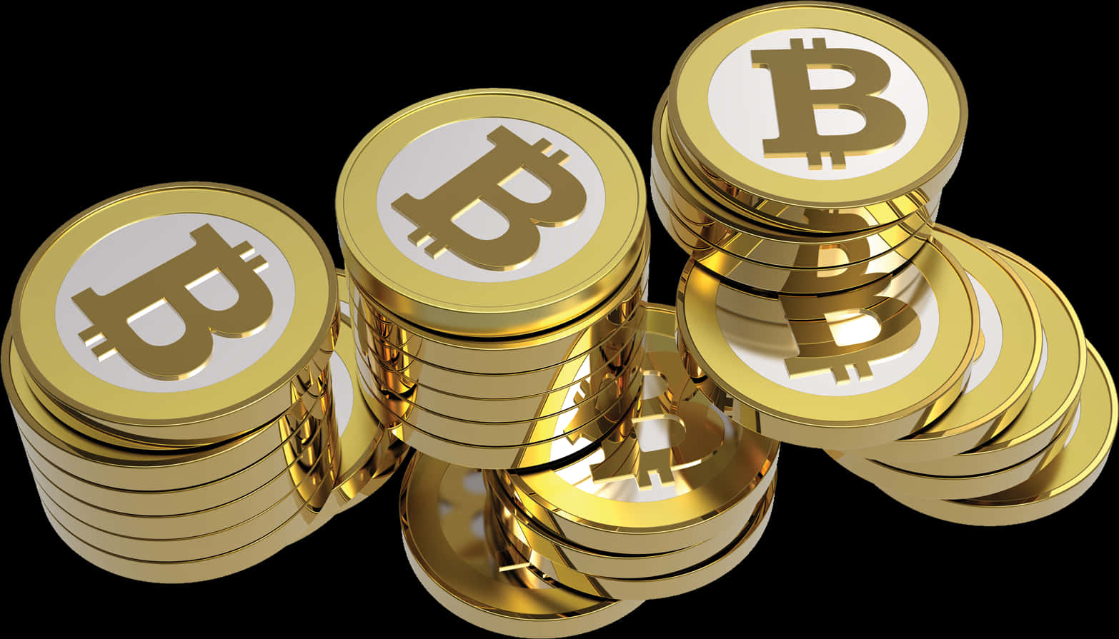 Golden Bitcoin Stacks3 D Rendering PNG