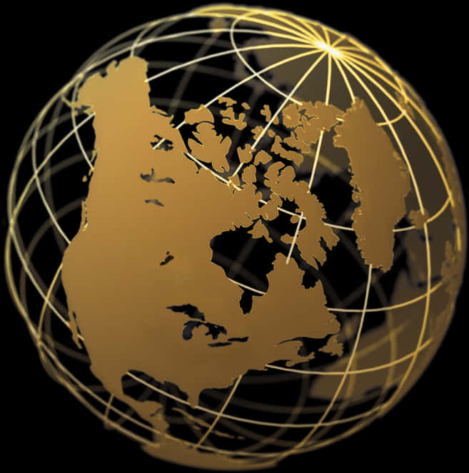 Golden Black Abstract Globe PNG