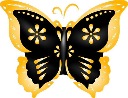 Golden Black Butterfly Graphic PNG