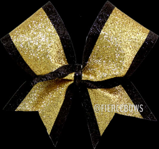 Golden Black Glitter Cheer Bow PNG