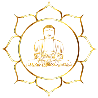 Golden Buddha Lotus Design PNG