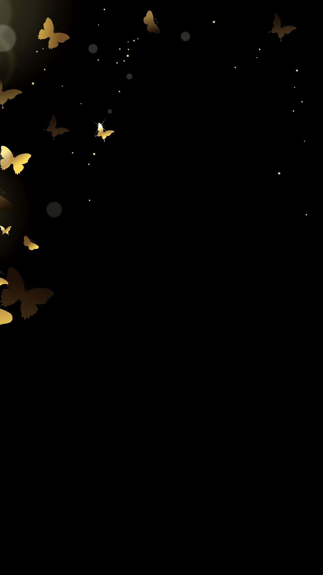 Golden Butterflieson Black Background Wallpaper