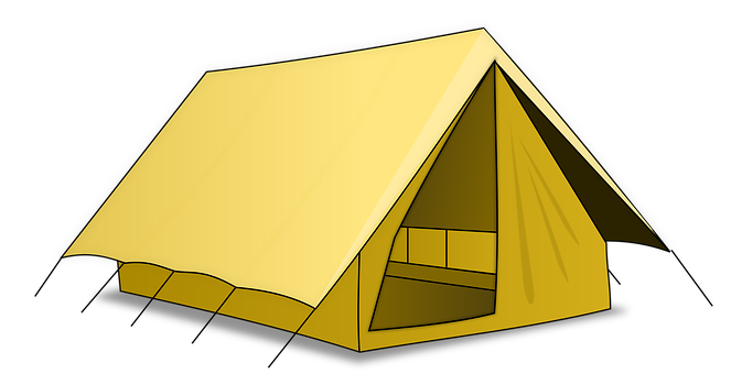 Golden Camping Tent Illustration PNG