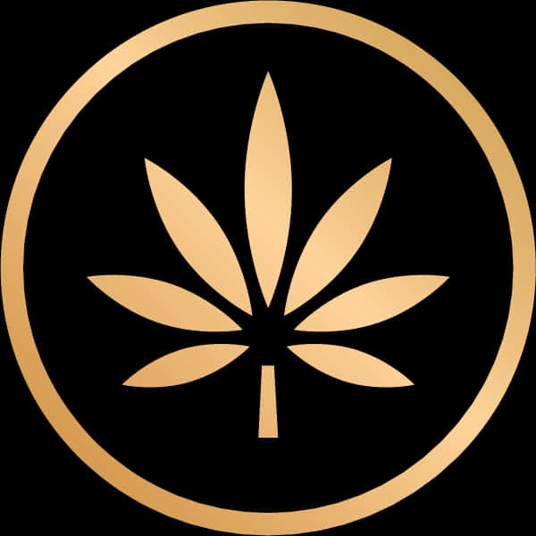 Golden Cannabis Leaf Icon PNG