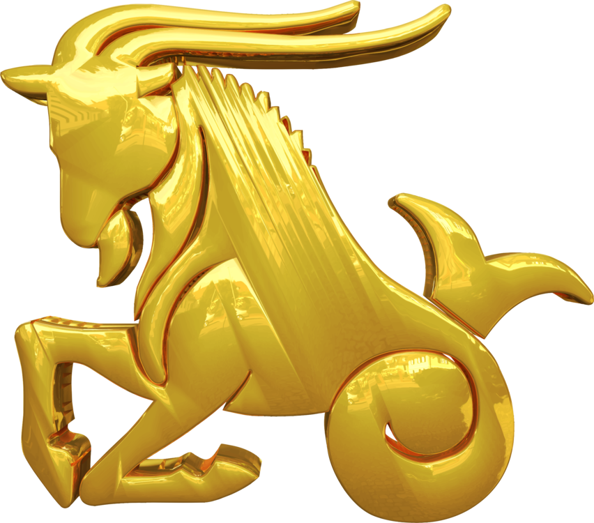 Golden Capricorn Sculpture PNG