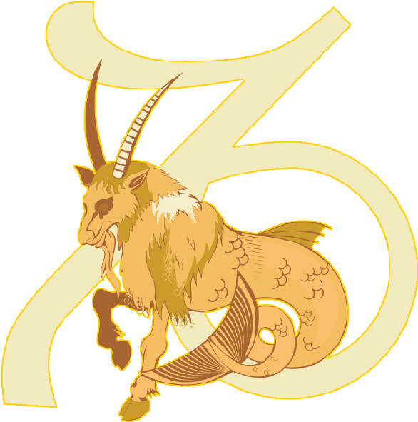 Golden Capricorn Zodiac Symbol PNG