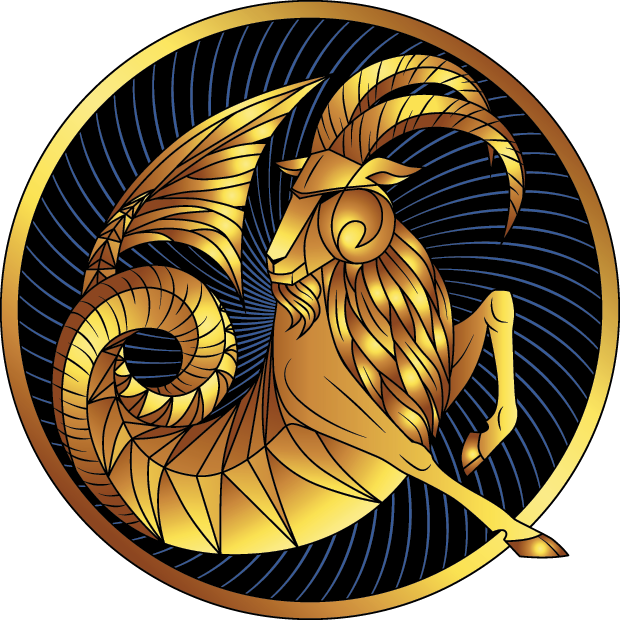 Golden Capricorn Zodiac Symbol PNG