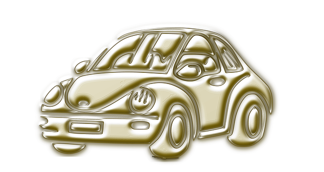 Golden Car Illustration PNG