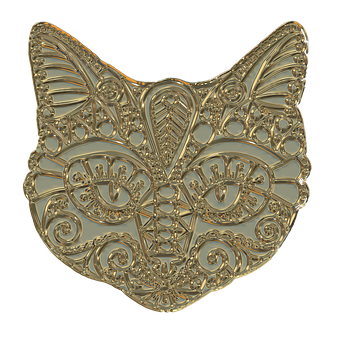 Golden Cat Mask Filigree Design PNG