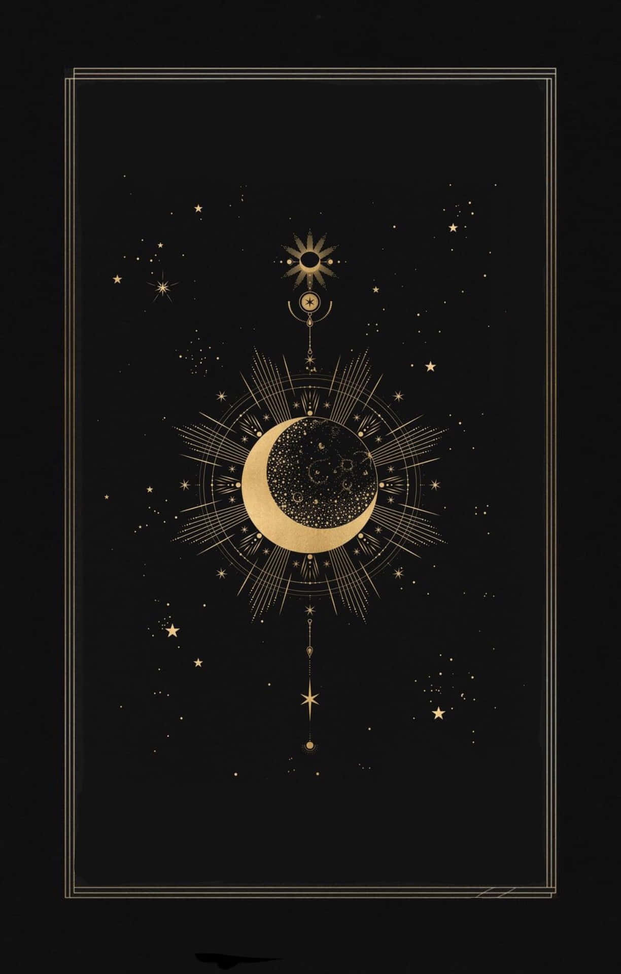 Golden Celestial Composition Art Wallpaper