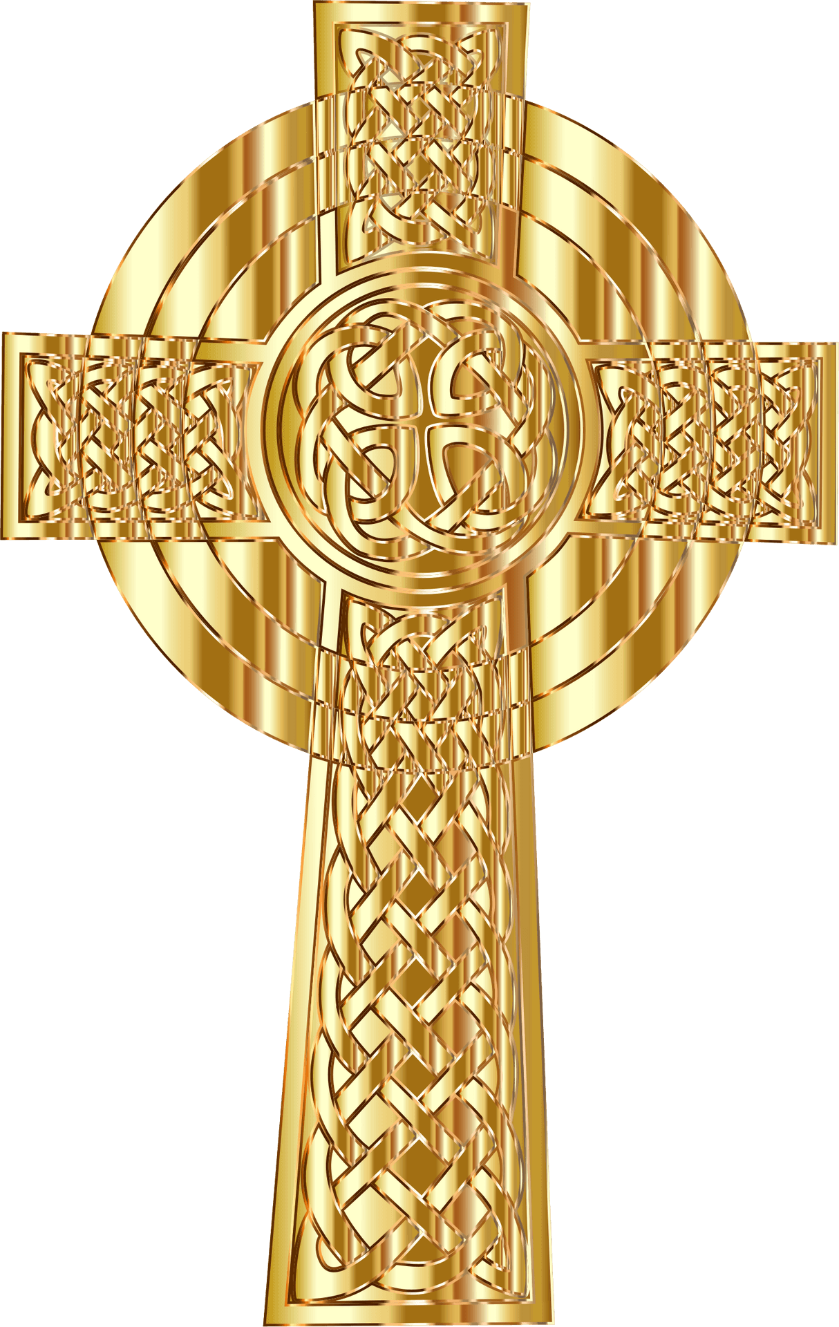 Golden Celtic Cross Design PNG